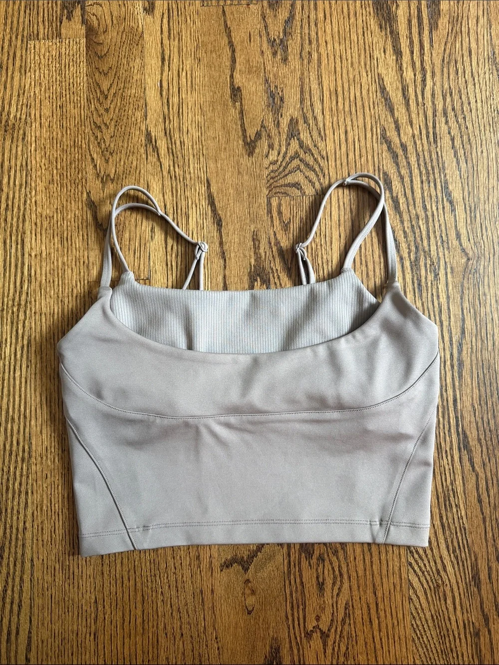 Alo Tan Taupe Airlift Street Goddess Ribbed Bra Tank S